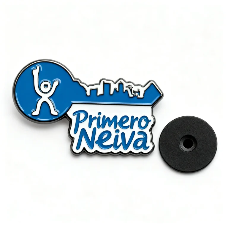 Pines Neiva fabricados en Colombia con logo